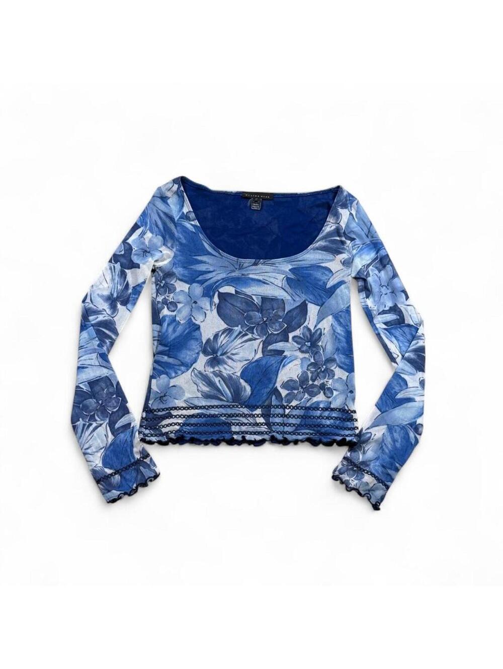 y2k fairy blue floral long sleeve